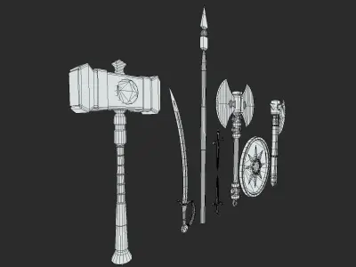Antique Warrior Weapons Low-poly 3D model
