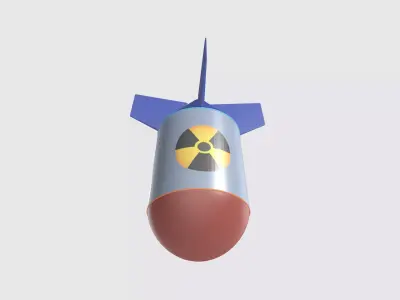Nuclear warhead missile cartoon  Free low-poly 3D model