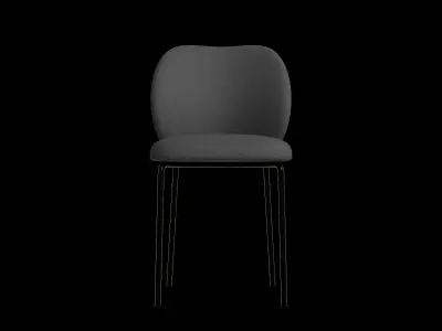 Simple Black Fabric Black Metal Chair Low-poly 3D model