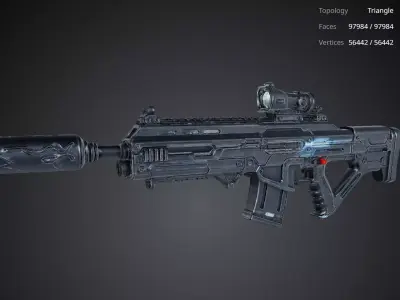 Futuristic Rifle Gun 3D model 3