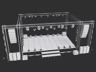 Prefabricated stage with equipment 3D model
