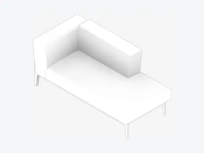 Furniture - Sofa - Contemporary - Oak - Chaise - Right Low-poly 3D model