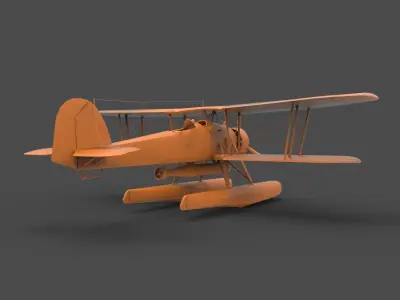 biplane orange 3D print model