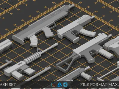 Mega pack weapon kitbash vol4 Low-poly 3D model