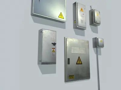 Electrical Box Pack 2 Low-poly 3D model