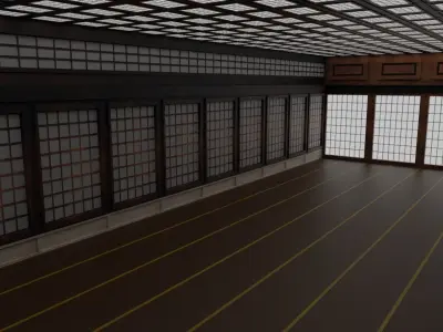 Japanese training dojo Low-poly 3D model purchase