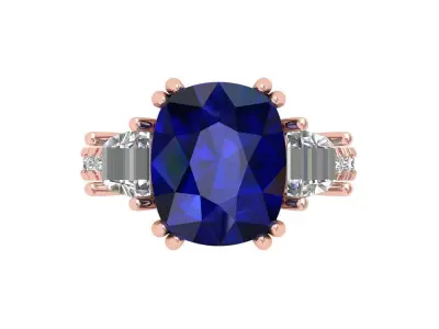 Cushion 3 Stone Art Deco Ring 3D print model