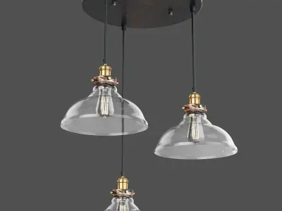 ARTCRAFT 3-Light Bronze and Copper Pendant 3D model