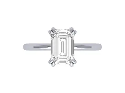 Emerald Solitaire Ring 3D print model 11