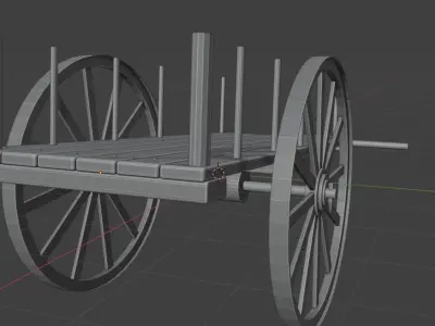 Old wooden Bull Cart 3D model