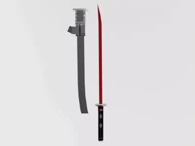 Red sword with scabbard 3D model