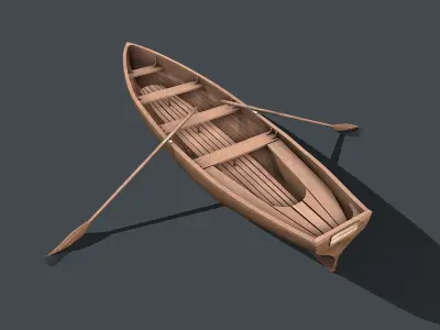 Wooden Boat Low-poly 3D model 6