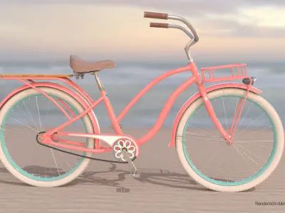 Womens Beach Cruiser Bike Low-poly 3D model