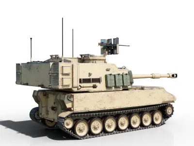 3 coatings of USA ARMY M109A6 Paladin 155mm SP Howitzer Low-poly 3D model