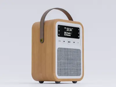Wooden Portable Radio Low-poly 3D model