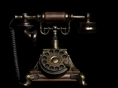 Vintage Rotary Dial Telephone Low-poly 3D model