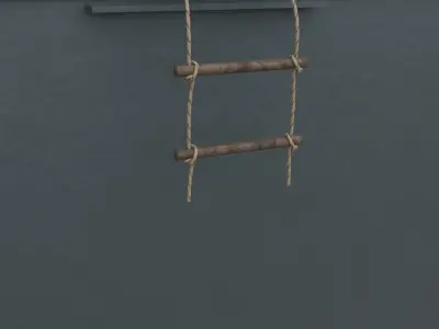 Rope ladder animated Low-poly 3D model