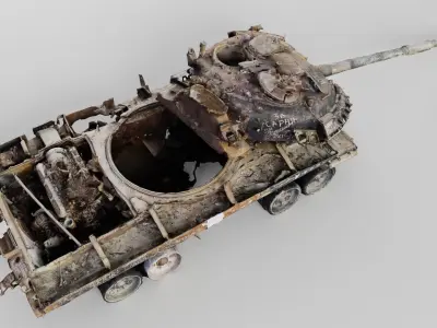 Russian T-72 tank destroyed by Ukrainian army 3D model get
