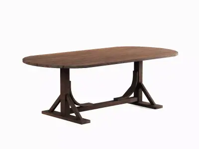 Medieval Wooden Tavern Table 04 Low-poly 3D model