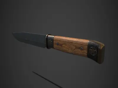 Hunting knife Low-poly 3D model 9