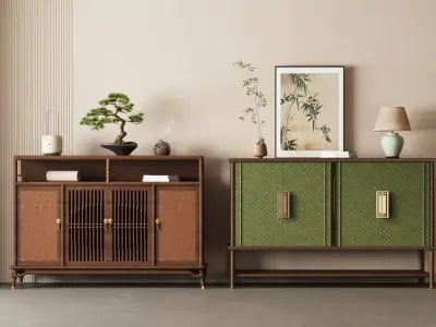 Chinese - style entrance cabinets 3D model