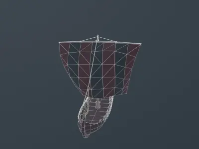 Viking longship low poly Low-poly 3D model
