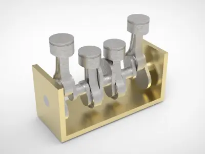 Piston - connecting rod - cranksaft Free 3D model