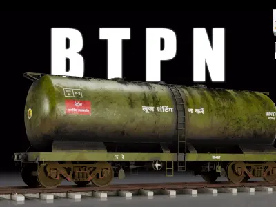 Indian Railways BTPN Tank Freight Wagon Low-poly 3D model