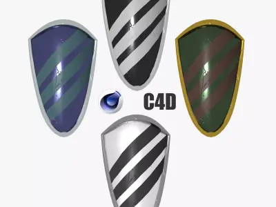 Shield 3 stripes Low-poly 3D model