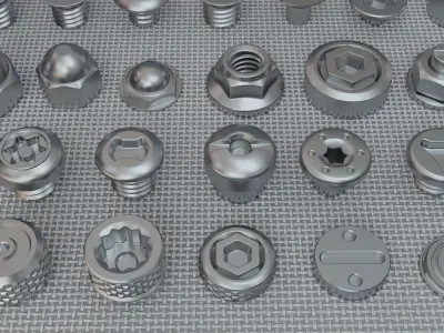 Bolts Collection - 108 pieces 3D model