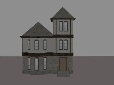 Medieval House Low-poly 3D model 3