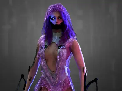 Sci Fi Cyberpunk Killer Girl  Low-poly 3D model