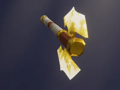 Double Bit Light  Axe - Elemental Battle Axe - Model 01 Low-poly 3D model