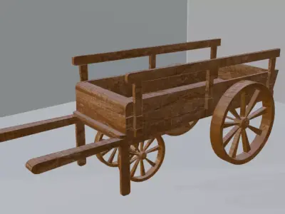 Horse-drawn cart Low-poly 3D model