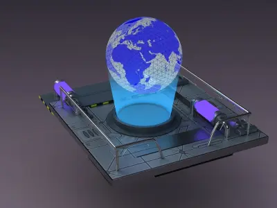 Space Earth Station Orbit Planet Hologram Medical Lab Research 3D model
