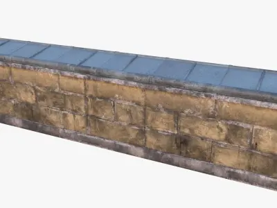 Brick Wall 0003  Modular Low-poly 3D model