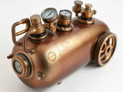 Steampunk Boiler and Gauge Model Pack Low-poly 3D model