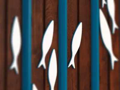 fish-partition wooden wall with fish 3D model