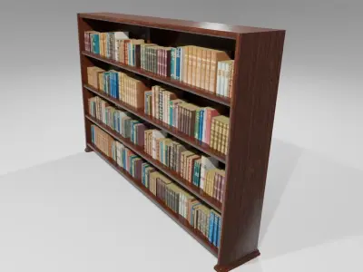 Old Wood Bookcase - Library - Estante de Livros Low-poly 3D model