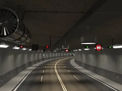 Tileable road tunnel 01 3D model purchase