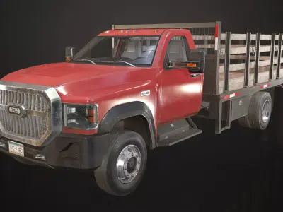 Medium Duty Truck VX400 - Stake Bed Low-poly 3D model