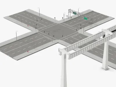 Highway and Suspended Monorail Air Train  purchase 3D model