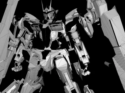 gundam 007 with swords 3D model
