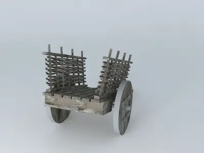 Wooden cart 3D model buy