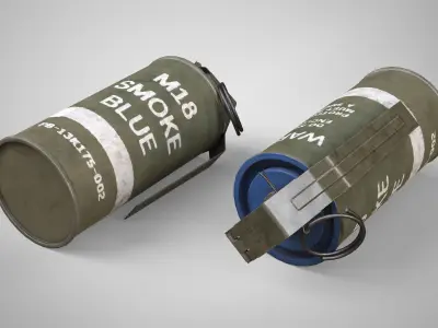 M18 Blue Smoke Hand Grenade AAA Game Ready Low-poly 3D model