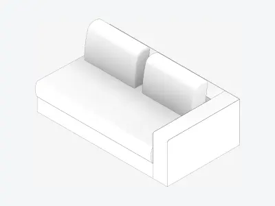 Seat - Sofa - Simplicity - Comfort - Double - One Arm Low-poly 3D model