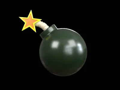 3D Bomb Game asset Cartoon Low-poly 3D model