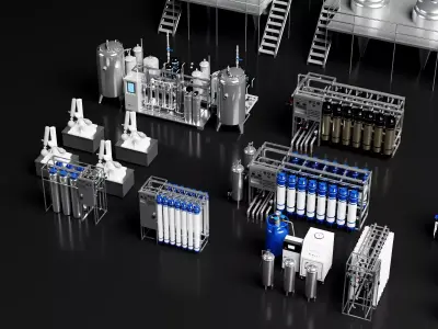 Industrial Water Treatment And Food Production Line Set 3D model