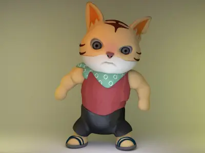 Tiger character Low-poly 3D model