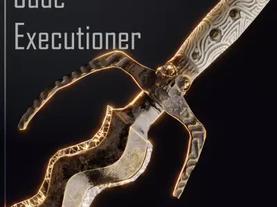 One-Hand Sword  Jade Executioner Low Poly Game Ready  PBR  Low-poly 3D model